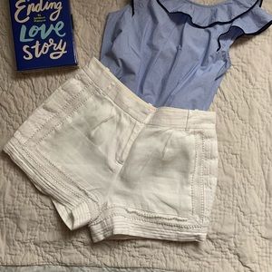 J.crew white linen lace trim Embroidered shorts